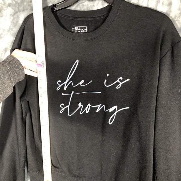 MIKEN Flow Sweatshirt Women’s Sweater Black She Is Strong Size Small - Picture 11 of 12